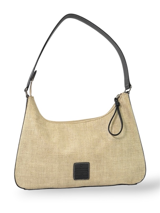 Liz Claiborne Handbags - Liz Claiborne Beige Straw Weave Handbag Neutral Black Trim